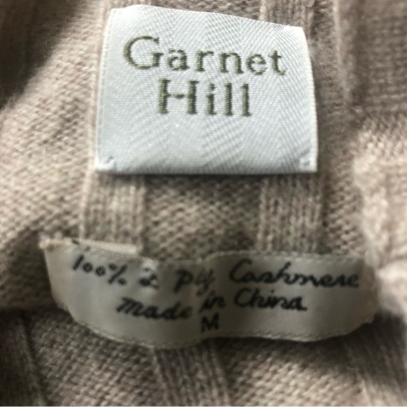 Garnet Hill 100% 2 Ply Cashmere Ribbed Mock Neck Sweater Sz. M 3/4 Sleeve Fall - Picture 6 of 6
